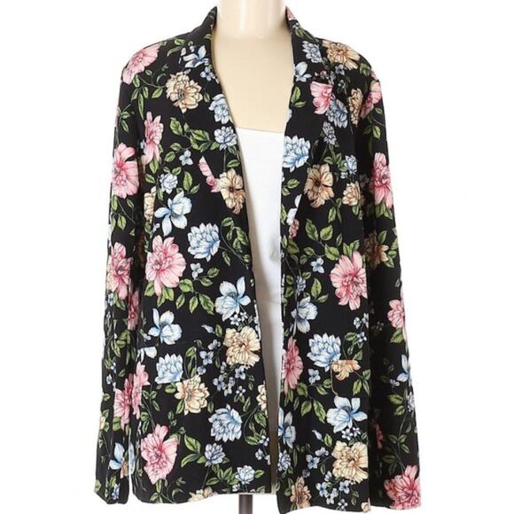 Forever 21 Plus Black & Multicolor Floral Kimono - Picture 1 of 7